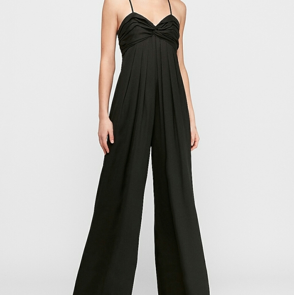 Pleated Twist Front Wide Leg Jumpsuit - Picture 1 of 3